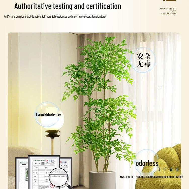 Nandina Luxus Kunstbaum - Dekorative Bionische Grüne Pflanze für Innenräume mit Seidenblumen für die Wohnzimmer-Landschaftsgestaltung.