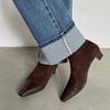 Giant Beauty~ Coarse Heel Short Boots Women's New 2025 Autumn and Winter Suede Boots Square Head Short Boots Design Skinny Women's Boots