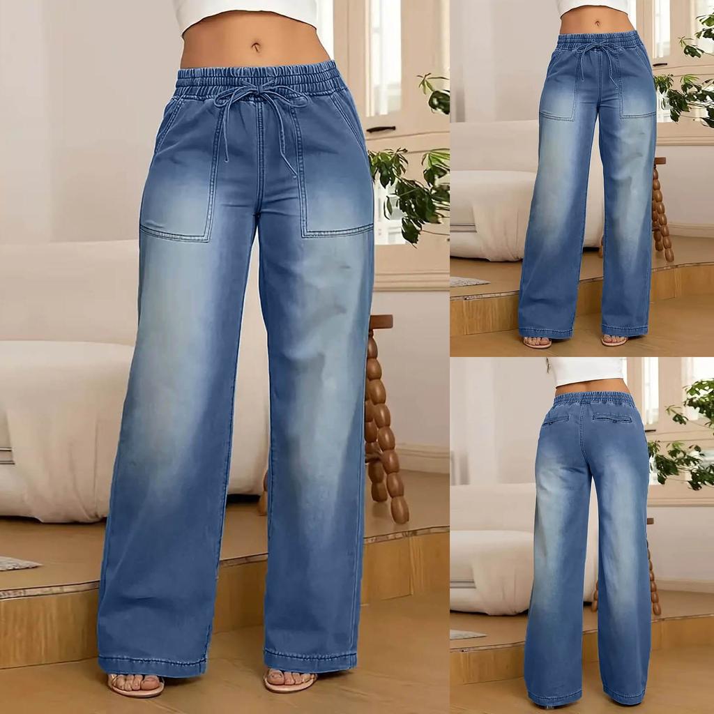 Women's Fashion Loose Everything Casual Trend Wide Leg Jeans Women's High Waisted Straight Pants