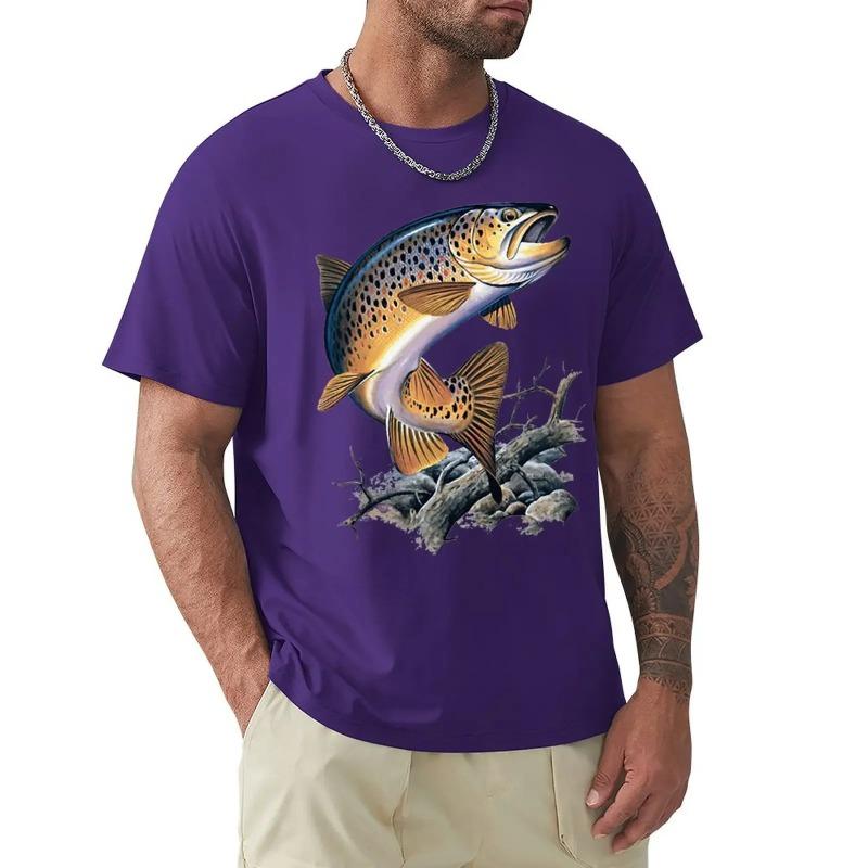 Brown Trout Fishing T-Shirt Cool Casual Pride T Shirt Men Unisex New Fashion Tshirt Men 3D Tees Streetwear