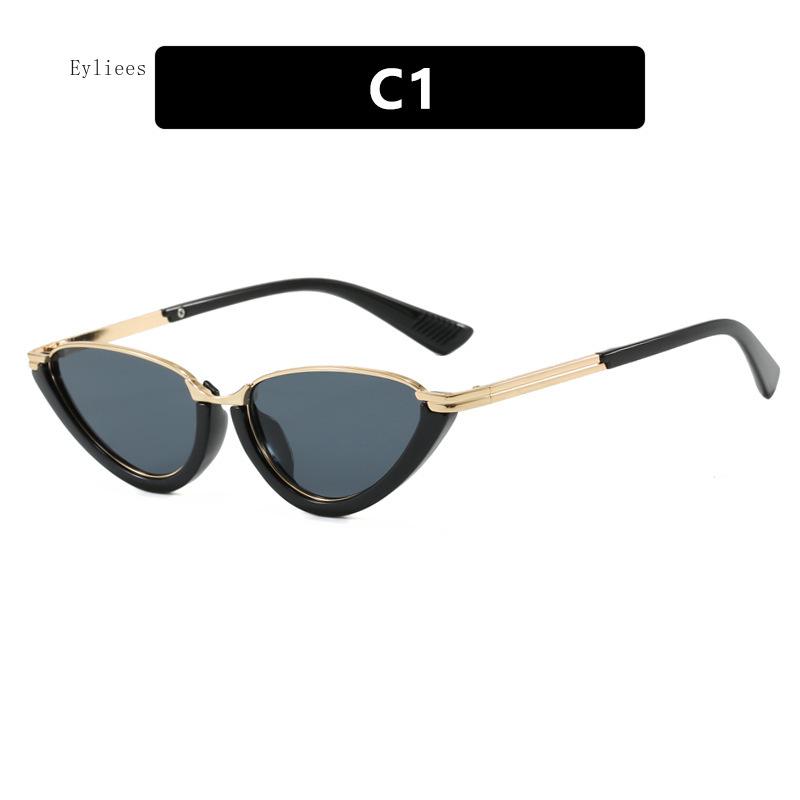 

New Small Frame Cat Eye Fashion Trendy Personalized Metal Sunglasses Womens High-end Retro Sunglasses