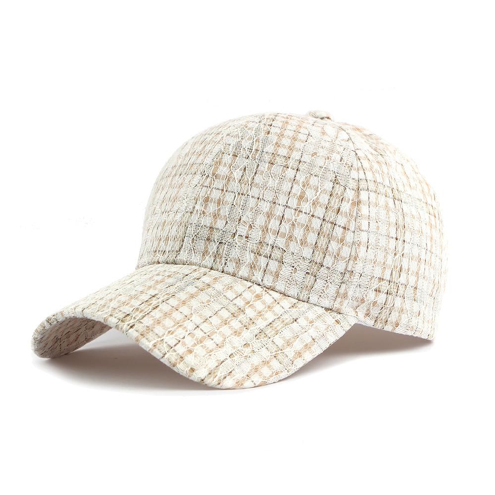 

Lace Plaid Baseball Cap Women s Summer Hollow-out Breathable Sunscreen Cap хакі