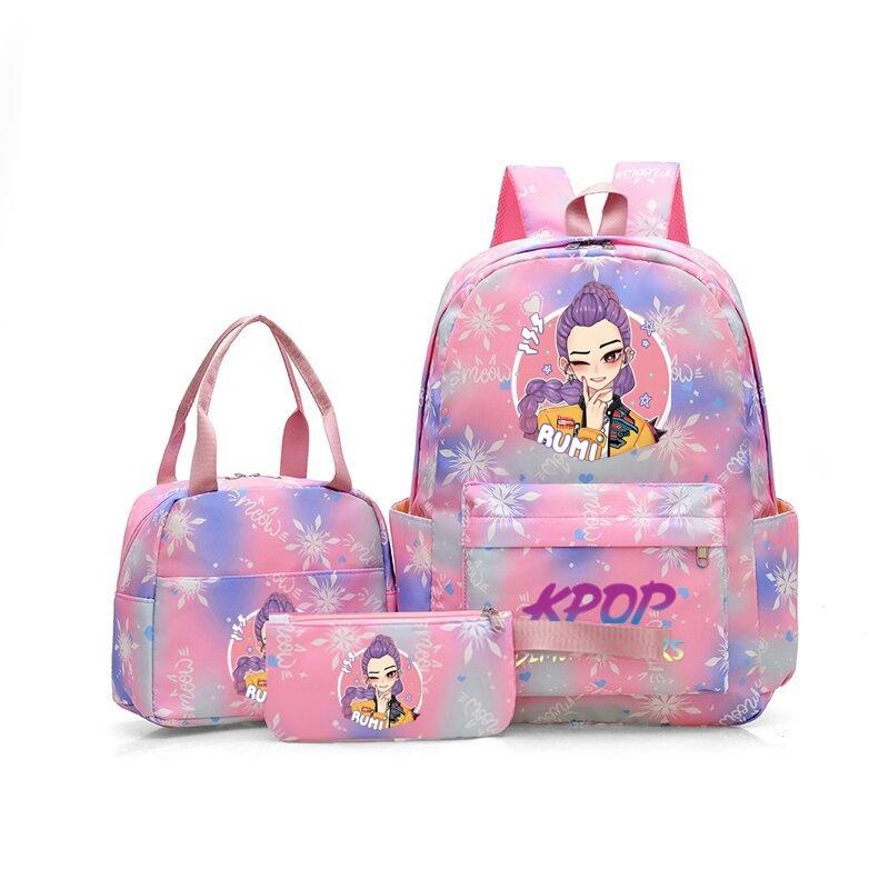 Witch Hunters Backpack Three-Piece Large Capacity Backpack Kpop Demon Hunter Peripheral Bag School Bag