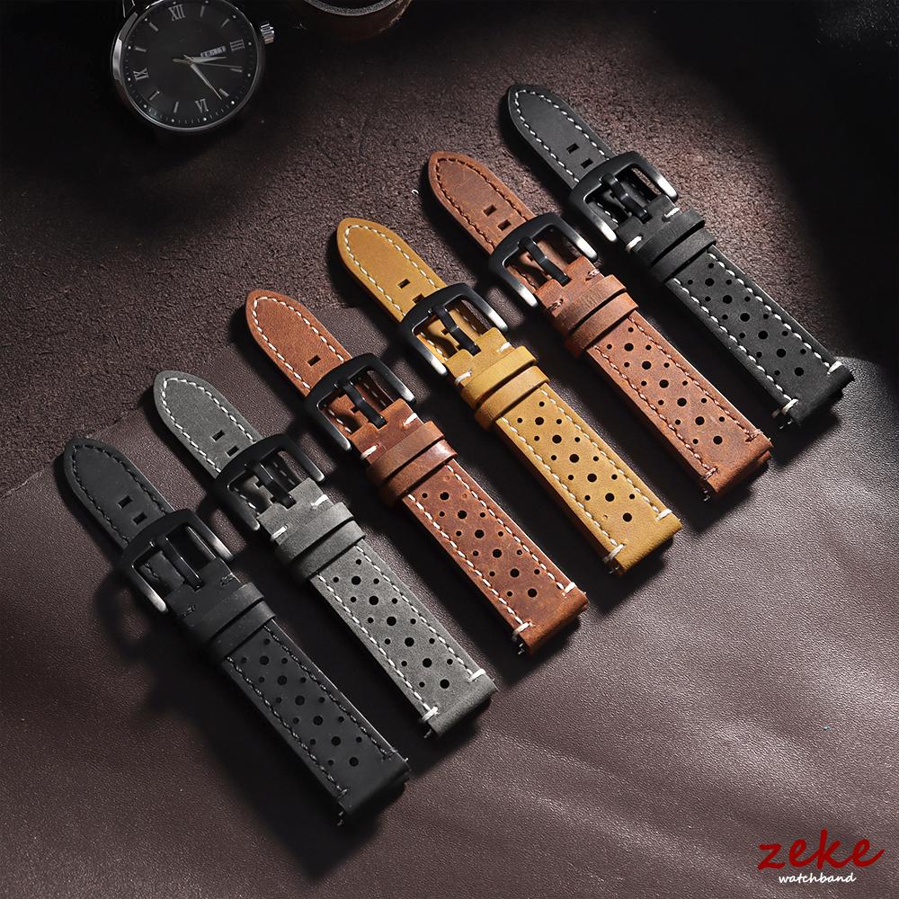 18mm 19mm 20mm 21mm 22mm 24mm Vintage Handmade Watch Strap Quick Release Leather Strap Black Brown Breathable Porous Watchbands
