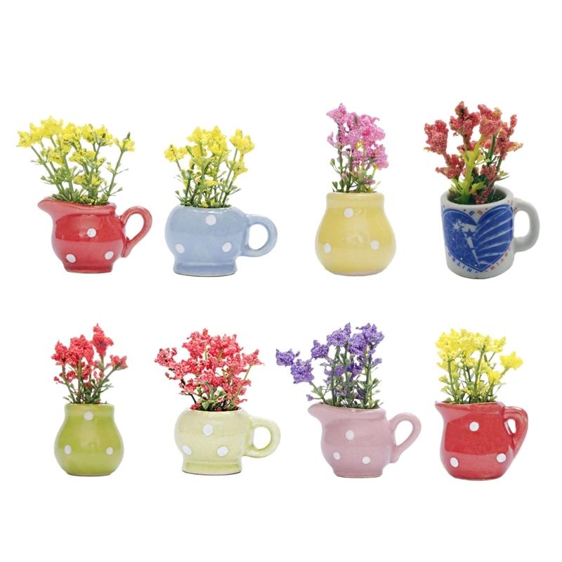 

8Pcs Miniature Resins Vase Magnets For Fridge Office Decors Magnetic 3D Bud Vases Flower Pot Refrigerator Ornaments 1