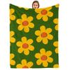 Yellow Irregular Floral Anime Cartoon Flannel Blanket Soft Warm Throw for Bedroom Sofa Car Kids Holiday Gift