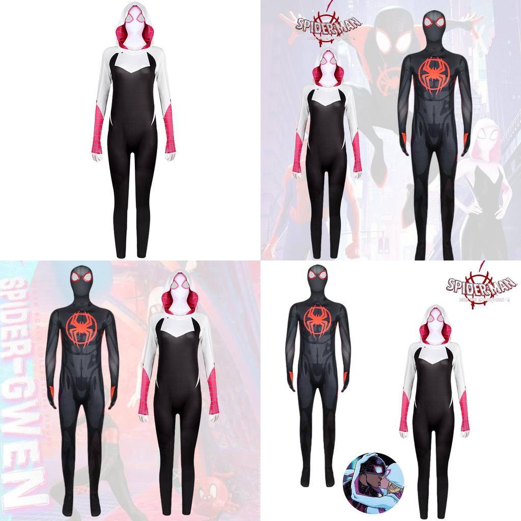 2023 Spider-man Miles Gwen Cosplay Costume Women's Spider-man Jumpsuit Milk Silk Fabric