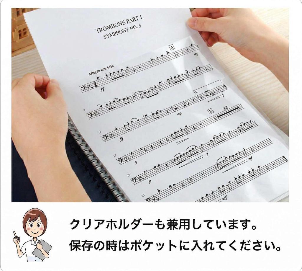 File PLUS DO Sheet Music Writable Band 30 Pockets Single Item File, File, Ring-Type, (Black, Purchase)