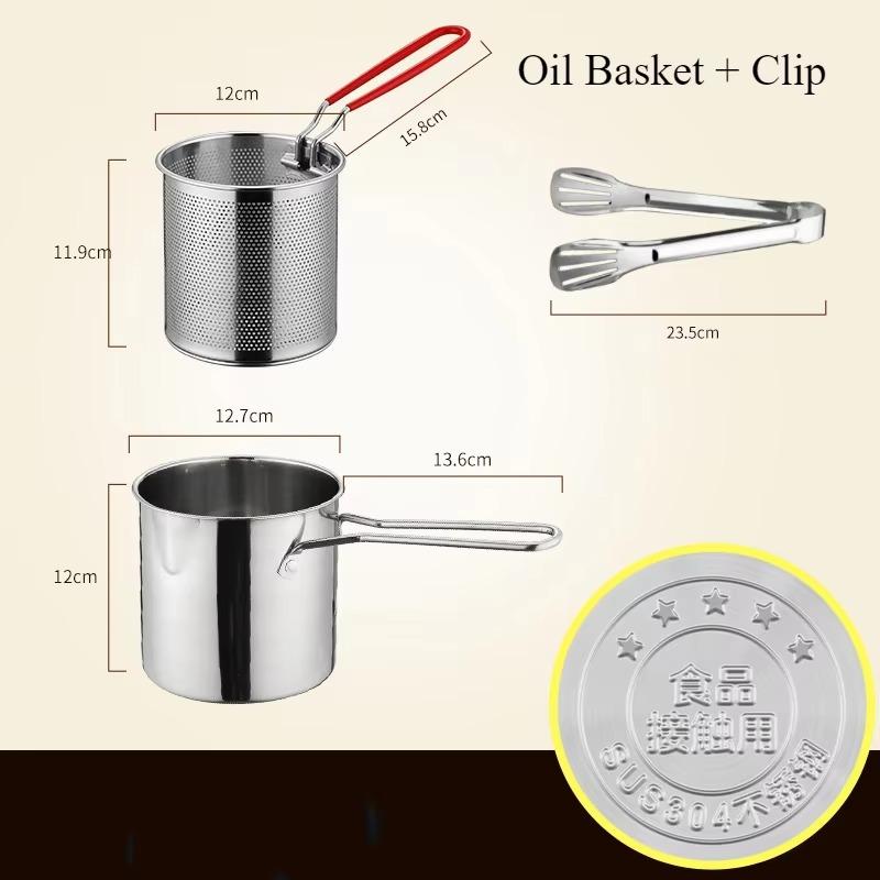 

Фритюрница 1PC304 из нержавеющей стали многофункциональная с корзиной для жарки, бытовое сито для рыбы с плоским дном, сетка для жарки, кухонные принадлежности