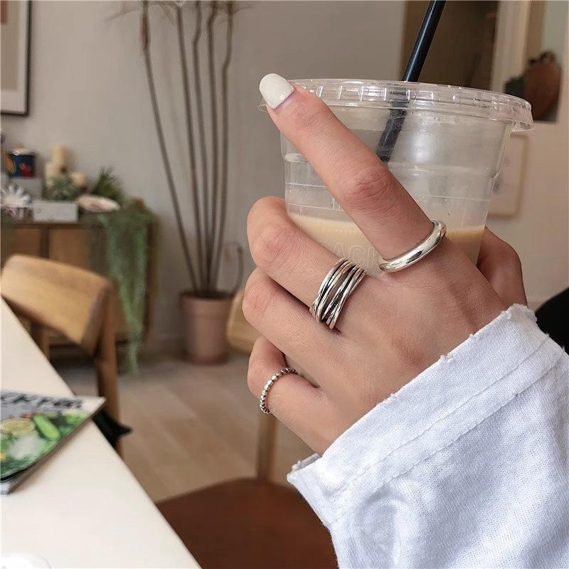 925 Sterling Silver Cross Wrap Multi-Layer Ring ins Cold Wind Versatile Open Ring