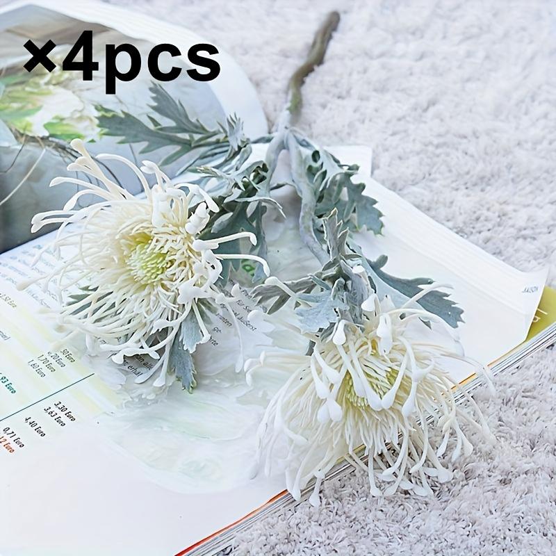 

Outdoor Faux Double-Headed Chrysanthemum Bouquets, with a Realistic Touch, Suitable for Weddings, Dining Tables, Parties, Spring And Summer Crafts Dec 4PCS