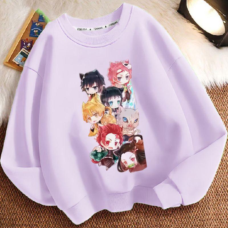 Kinder Modischer Demon Slayer Hoodie, Frühling und Herbst Jungen- und Mädchen-Freizeit-Hoodie