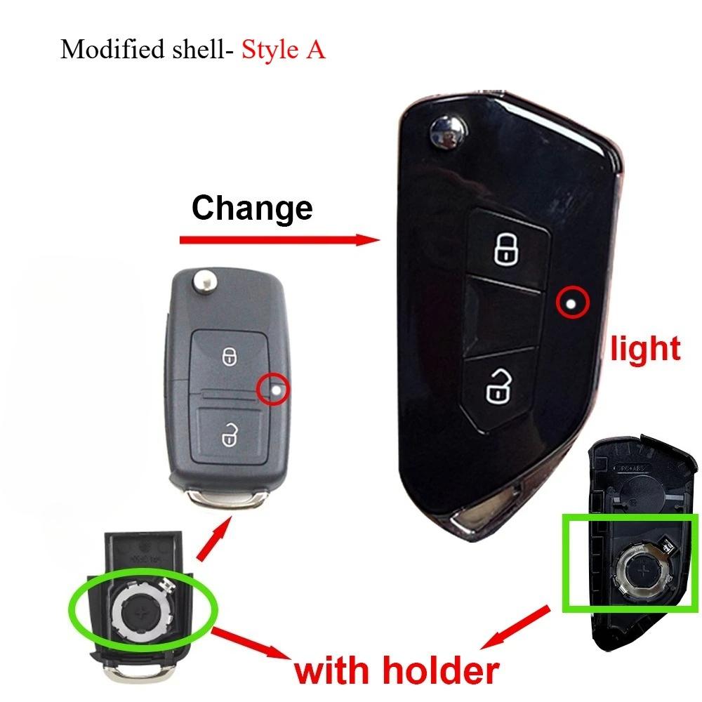 Upgrade Car Key Fob Case Shell Housing For Skoda Seat B5 Mk6 Caddy Tiguan Octavia For Volkswagen Jetta Golf Polo Passat Beetle