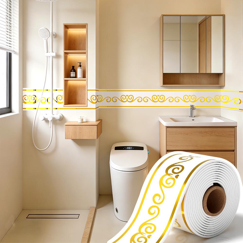 Thickened Waterproof PVC Self-Adhesive Tile-Look Baseboard Sticker