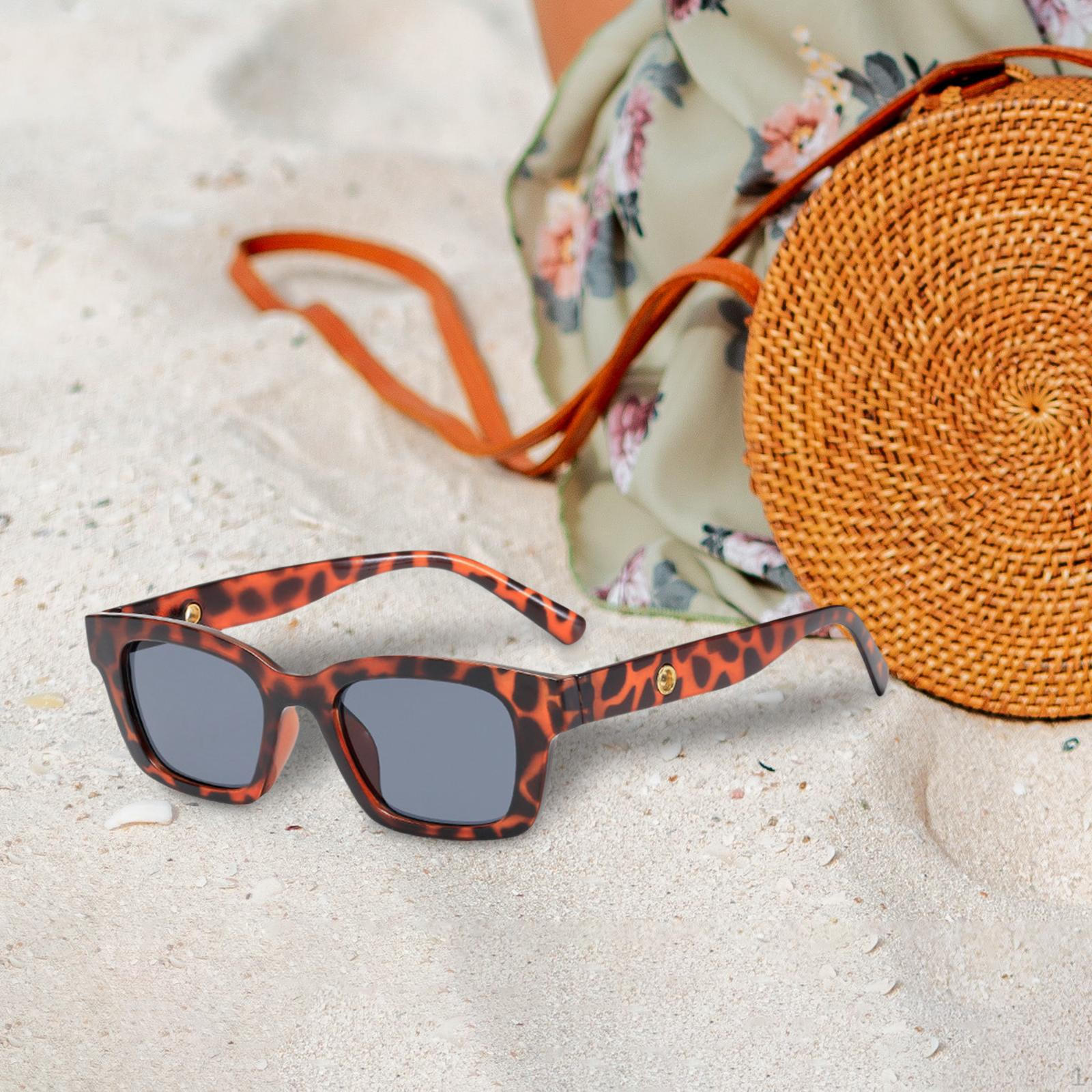 

Женские солнцезащитные очки для защиты от солнца, модные вечерние очки для вождения в стиле ретро, ​​черные Leopard Pattern