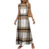 Ladies' Plaid Printed Casual and Fashionable Waist Cinched Sleeveless Dress