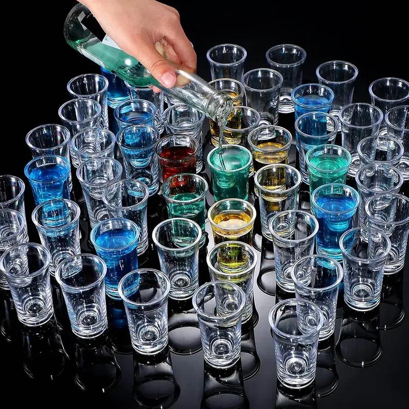 1.2oz Acrylic Shot Glass Bulk Set with Thickened Base Plastic Clear Shot Glasses Cups for Vodka Whiskey Tequila Espresso Liquor