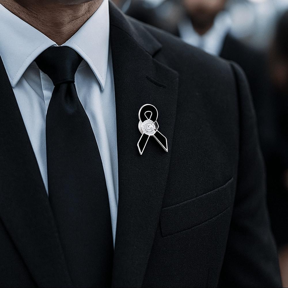 White Funeral Ribbon Badge Brooch Vintage Funerals Memorial Pin Brooch Accessories