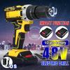 48V Mini 25+3 Torque Cordless Electric Impact Drill Screwdriver Wireless Power Driver DC With 2 Lithium-Ion Battery 3/8-Inches