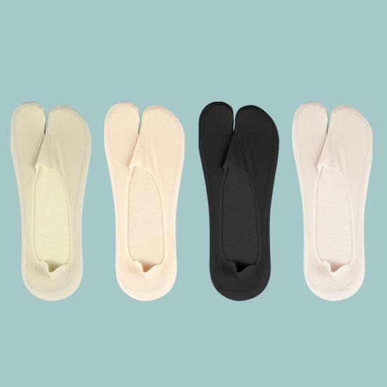 Breathable Toe Socks 2-Toe Invisible Liner Socks with Anti-Slip Silicone Ultra-Thin Moisture-Wicking Socks for Loafers Sneakers