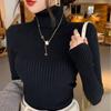 Solid Half High Collar Base Pullover Sweater for Women Autumn and Winter New Knitted Sweaters Long Sleeve Slim Fit Casual Woman Jumpers Tops 25055