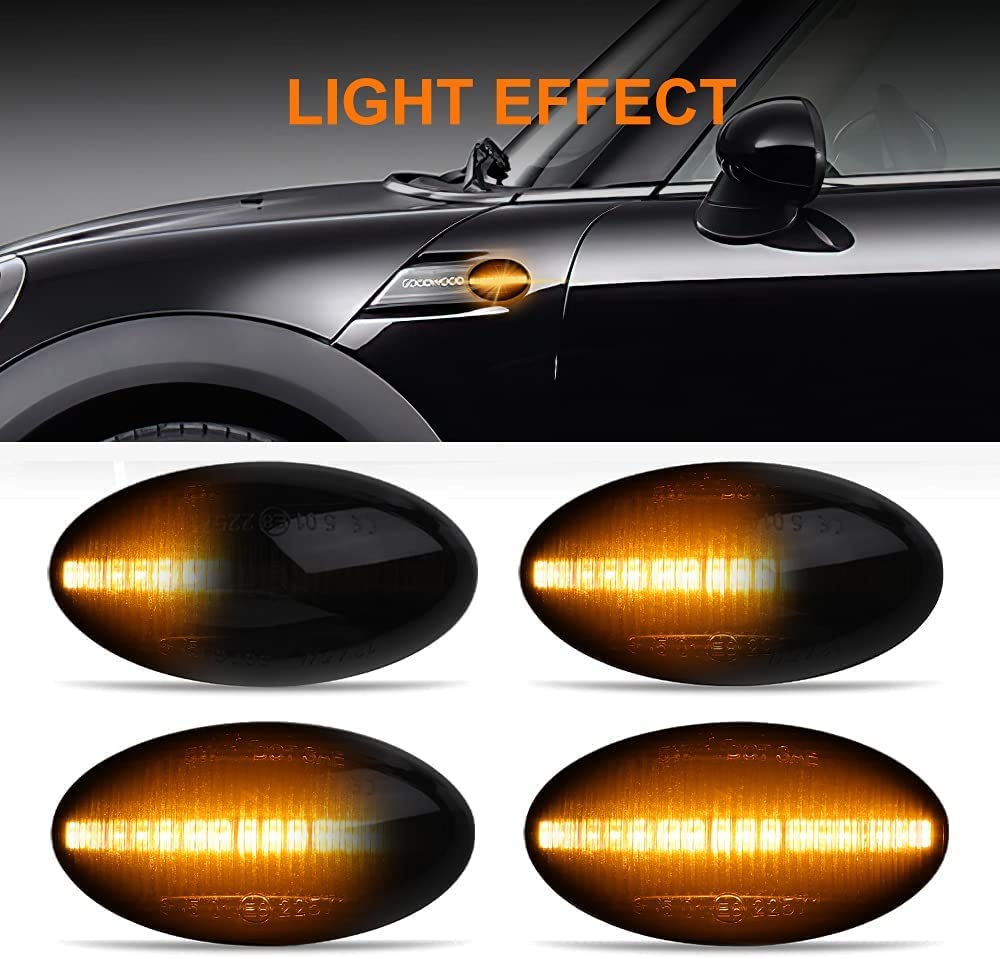 hotimp compatible R50 R52 R53 sequential fiber LED smoke lens side marker turn signal MINI