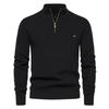 Pull pour homme col semi-montant zippé uni élastique coupe slim manches longues pull décontracté business homme pull tricoté