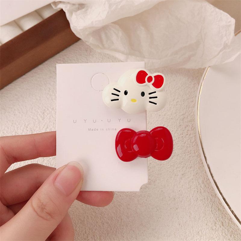 Ankola Red Bowknot Kitten Hair Clip for Girls - Sweet Hairpin Accessory