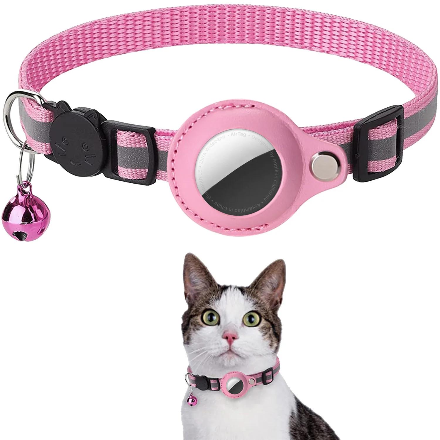 Katzenhalter Halsband Ausreißsicher Reflektierende Streifen Verstellbar Kätzchen Halsband Wasserdicht Katzen Glocken Halsband Haustier Hülle Halsband Adjustable 22-32cm rosa