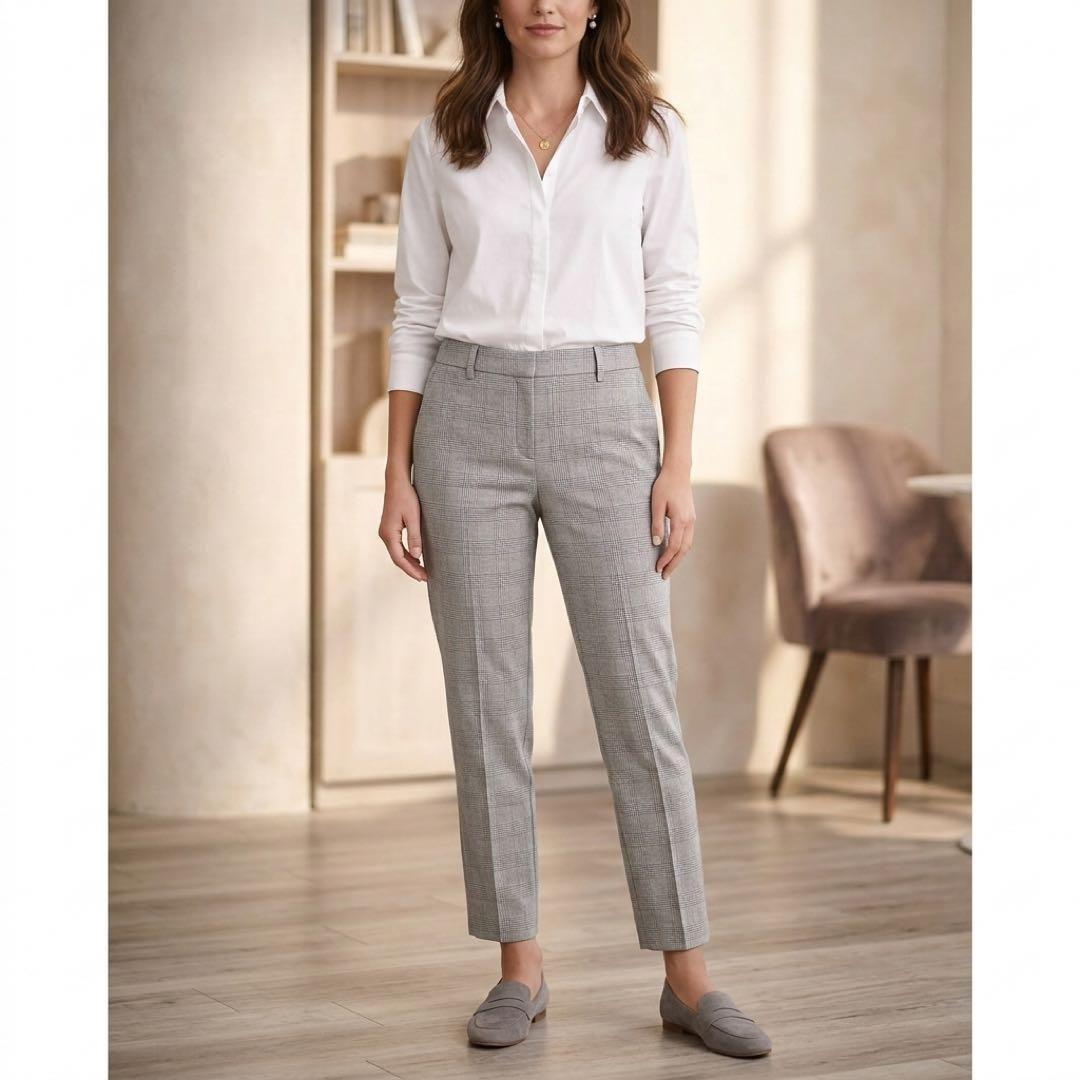 PLST Plaste Glen Check Slacks Stretch 2 Office Casual Tapered Pants Work