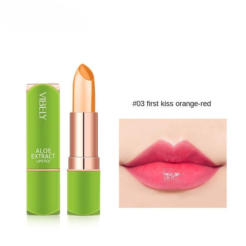 Aloe Vera Warmer, farbwechselnder Gelee-Lippenstift, Lippenpflege, langanhaltende, antihaftbeschichtete Lippenpflege, nährend und feuchtigkeitsspendend