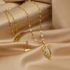 Cat's Eye Leaf Elegant Korean Clavicle Necklace for Women