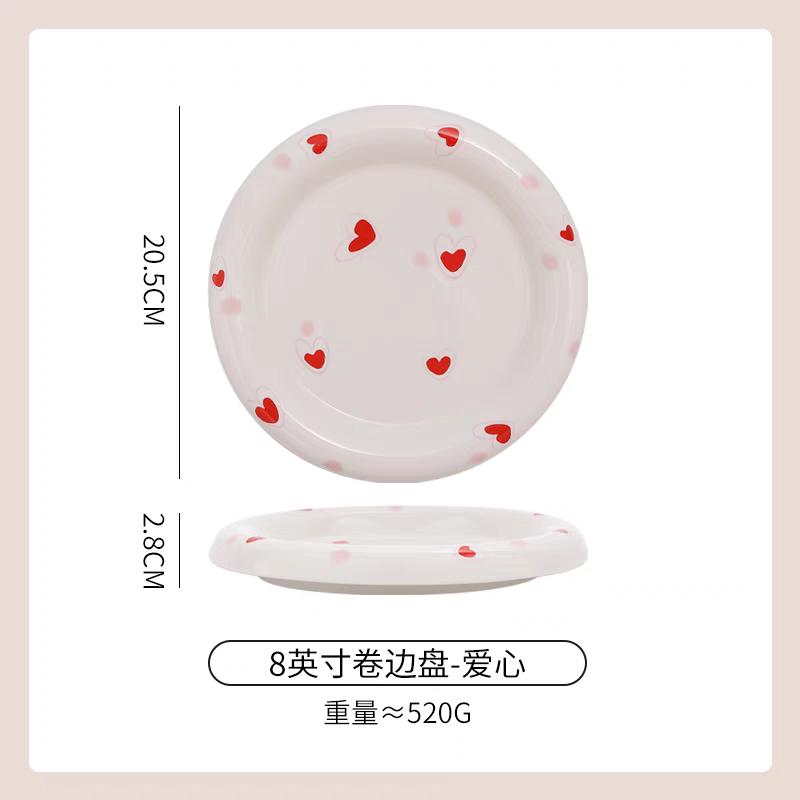 Instagram Blogger's Plate Hand Drawn Butterfly Bow White Dudu Plate Dessert Jewelry Storage Ceramic Plate Coffee Shop Dish