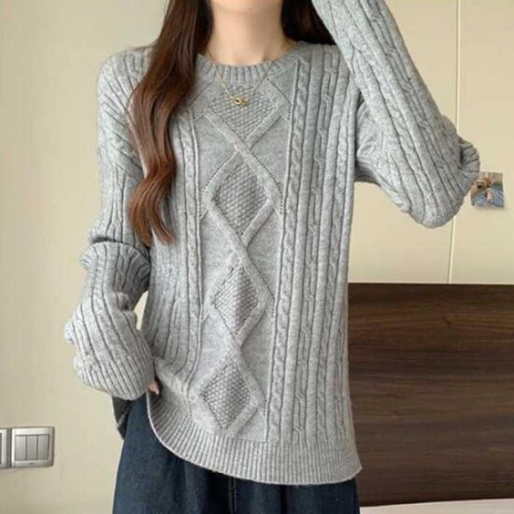 Navava Men S Cable Knit Round Neck Long Sleeve Knit Top Nk2424