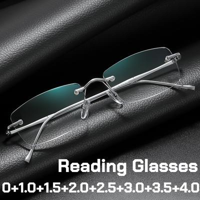 Luxury Designer Metal Frameless Reading Glasses Women Fashion Ultra-Lightweight Versatile Blue Light Blocking Presbyopia Glasses