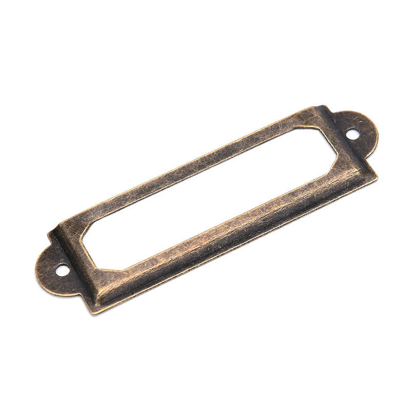 50 X Rám Zásuvka Box Pouzdro Skříňka Držáky Štítků na Karty 60X17Mm Staromosaz,