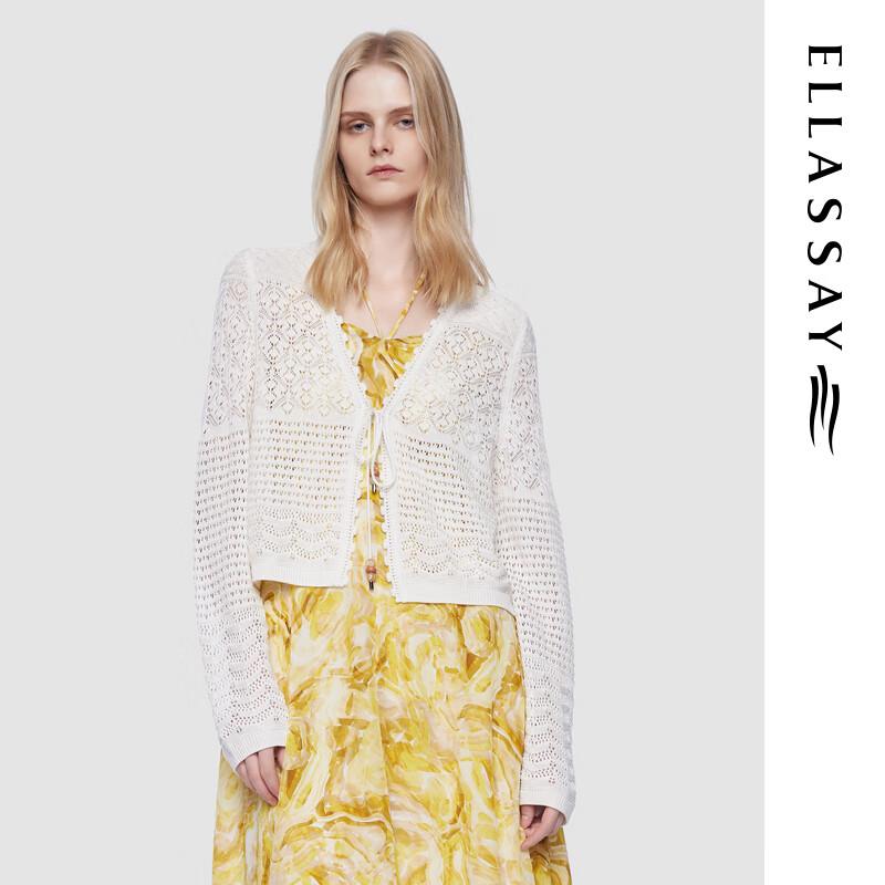 

ELLASSAY Lyocell French Hand-Crochet Lace-up Knit Cardigan XL
