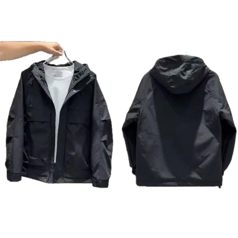 2024 Korean Style Men's Windproof Hooded Cotton Jacket - Autumn/Winter Workwear Padded Outerwear