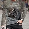 Men Classic Motorcycle Printed Long Sleeve Tee Soft Breathable Autumn Top