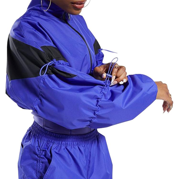 Reebok SS23 Color Block Stand Collar Short Zip Long Sleeve Jacket Women jackets Blue HM5050-500