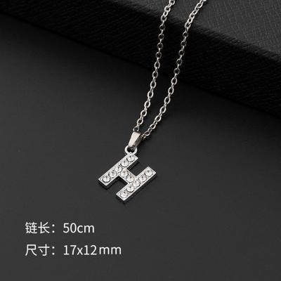 Stainless Steel Letter H Necklace with Crystal Pendant for Women Adjustable Chain Length 50cm Durable Jewelry Accessory