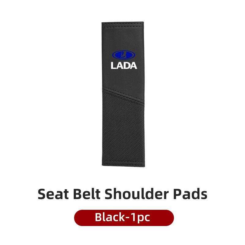 For Lada 2pcs Leather Splicing Car Seat Belt Pad Interior Accessories Niva Vesta 4X4 Samara Kalina Largus Priora Granta