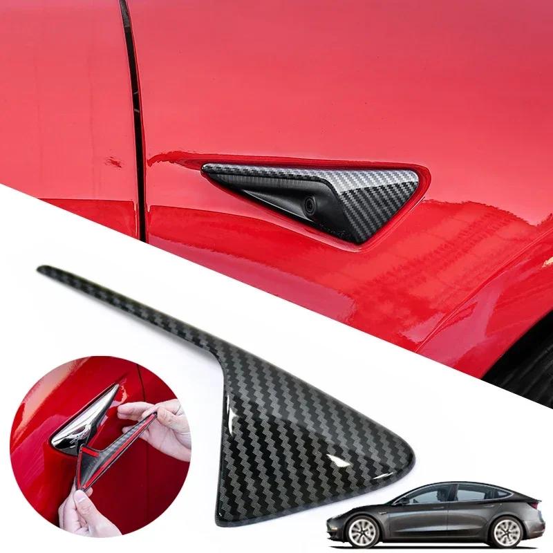 Side Camera Protector for Tesla Model Y Juniper Model 3 Highland 2025 ABS Carbon Fiber Pattern Car Modification Accessories