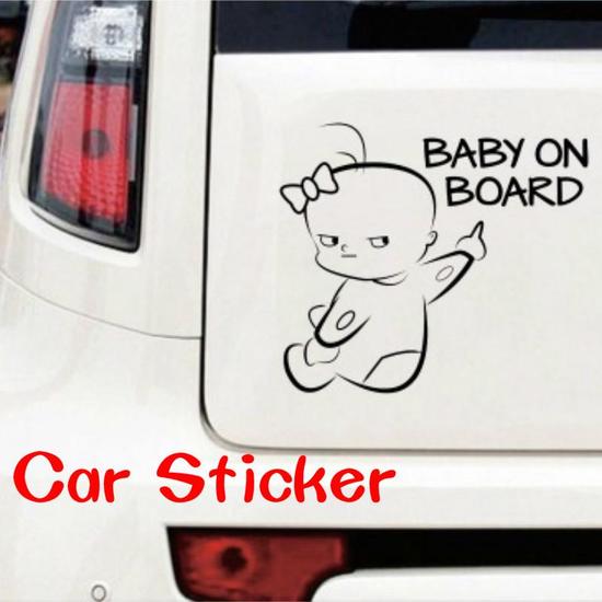 Sheet of Car Sticker Cute Cartoon Baby On Board Letter Car Window Sticker Decal Decor Warning Sign