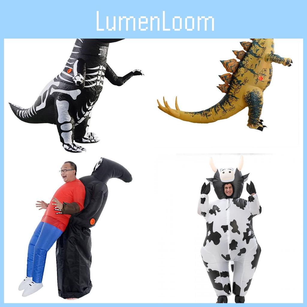 Costume gonfiabile da dinosauro per festa di Halloween con design a batteria per adulti e bambini