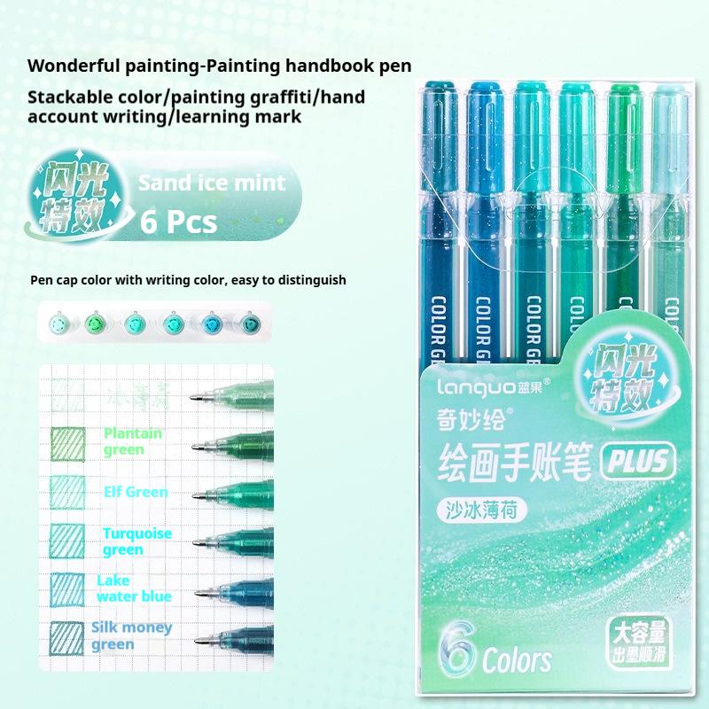 LANGUO 72/24/16 Colors Glitter Effects Gel Pen 1.0mm Large Capacity Students Writing Pen Painting Drawing Coloring Art Markers