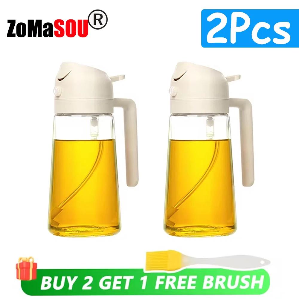 1-4Pcs 2in1 Oil Sprayer Bottle Plastic BBQ Cooking Oil Dispenser Olive Oil Pourers Sprayer Kitchen Baking Mister Vinegar Bottle