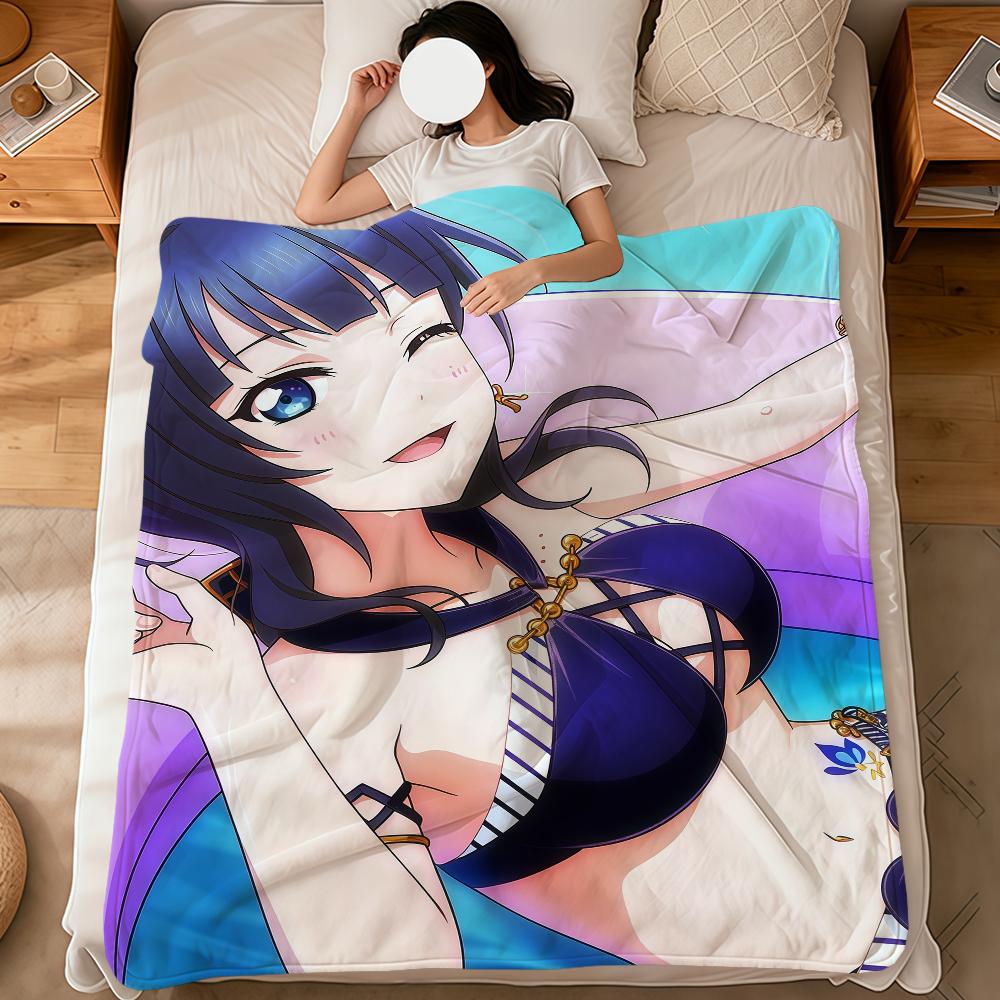 anime art cute girl a-asaka karin soft warm plush blanket for dormitory sofa living room pet hogar bedroom gift nap home Flannel