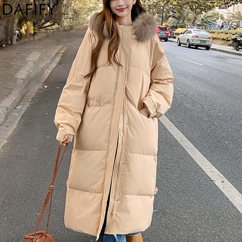 DAFIFY Women's Fashion Casual Fall Winter Solid Color Print Long Sleeve Jackets & Coats Down Coats