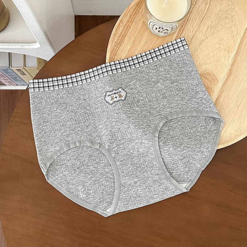 

Ladies Spring and Summer Bear Print Color Yarn A Cotton 10A Antibacterial Crotches Waist Triangle Briefs L темно-серого